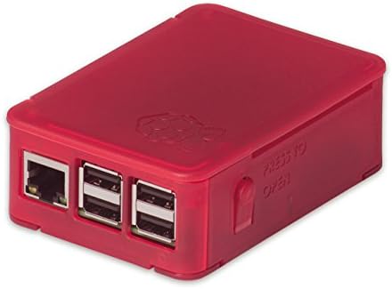 OKW enclosure for Raspberry Pi 3 and Pi 2 (Model B), Pi (B+), Asus Tinker Board, enclosure with ventilation slots, can be folded without tools, translucent raspberry red