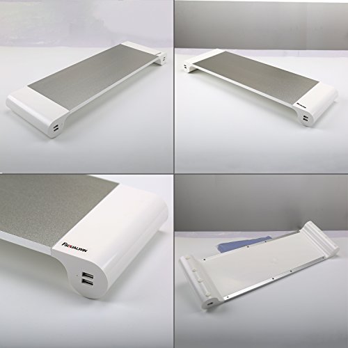 FSDUALWIN Alumium Laptop der Monitor Ständer Spacebar Speicher mit Keyboard Storage Schreibtischregal Steharbeitsplatz 4 USB Ports für PC,Laptop,Computer, Apple,Imac - 3