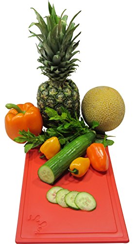 Schneidebrett aus Kunststoff mit rutschfesten Füßen, groß, Medium, Blau, Rot, Grün, Violett, spülmaschinenfest und antibakteriell M grün - 4