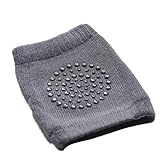 ☀Longitud: 10CM-15CM Sannysis rodilleras protector para bebé niños calcetines de arrastre antideslizantes (Gris Oscuro)