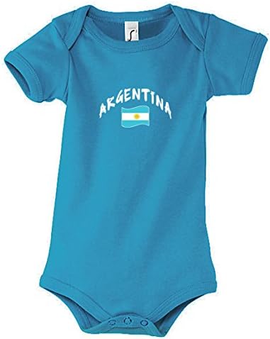 Supportershop Kids Argentina Sleep Suit, Aqua Blue, 0-3 Months