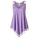 Produktbild MOIKA Damen Tank Tops, New Mode Damen Casual V-Ausschnitt Swing Lace Asymmetrische Solide Weste Tank Tops Bluse(L,Lila)