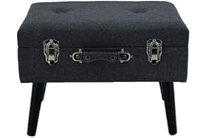 SUNATURE Happy Home Company 12503 Fabric Ottoman Ottoman Stool with Storage Compartment in Case Design Grey