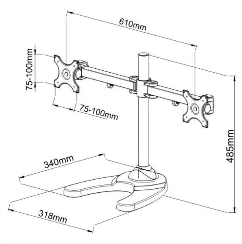 Monitor Tischhalterung DMP LCD 351D für 2 Monitore 13-24″ (33-60, 96cm), max 10kg - 2