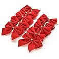 Maytusai 24pcs Christmas Decorative Bows Christmas Tree Hanging Decor Wreath Bows,for Craft Gift Ornament Christmas Tree Hanging Deco(red)