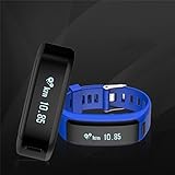 XiYunHan Smart-Armband Herzfrequenz-Überwachung Intelligente Erinnerung Lange Standby-Wasserdichte Bewegung Schrittanzahl (Orange, Blau) (Color : Blue)