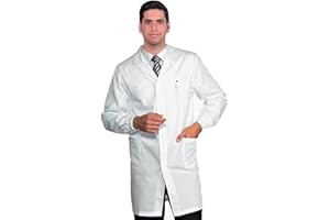 PETER'S ABITI DA LAVORO Camice da Laboratorio,da Lavoro Uomo,Bottoni a Pressione,in Cotone Pesante,per Scuola Chimica, Farmacista, Fisioterapista, Infermiere, Macellaio