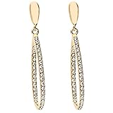 1 Paar Hängende Damenohrringe in Goldfarben mit Anhänger in Tropfenform und klaren Steinchen . Elegante Lange Goldohrringe mit Tropfenanhänger und Kristallen in hochwertiger Qualität gefertigt der deutschen Marke MYA art. Modell: Mara. . Das Angebot beinhaltet ein original Schmuckstück in einer Geschenkbox von MYA art - eine einzigartige Geschenkidee