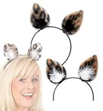 Haarreif Mietze Katze mit Plüschohren, mit Marabu in schwarz oder weiß, Fasching Karneval (schwarz)