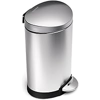 simplehuman - Papelera semicircular en acero inoxidable mate antihuellas (6 L, a pedal)