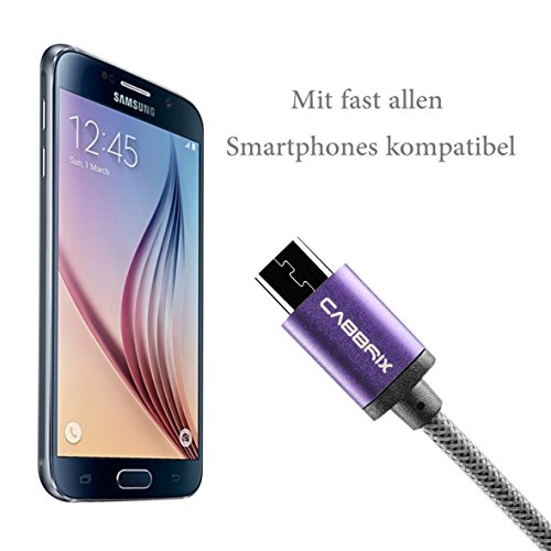 2 x 3 Meter CABBRIX Micro USB Kabel für Samsung Galaxy S3 S4 S5 S6, LG G4, Hauwei P8 Lite, HTC, Nokia, Sony, Android, XBOX, PS4 mit beidseitig verwendbarem USB A Stecker aus Aluminium gefertigt zum Laden und zur Datenübertragung - 9