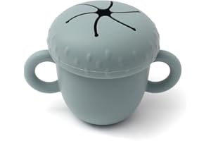 Alimos Baby Snack Food Pots for Toddlers | Silicone Cup Spill Proof for Toddler, Baby & Kids | Easy Grip for Children | Material: Food Grade Silicone | Dishwasher- and Microwave-Safe (Navy Blue)