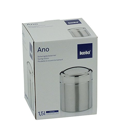KELA 21381, Schwingdeckeleimer 1,5 l, Edelstahl, Ano, Silber Matt - 4