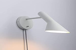 B·LED BARCELONA LED - Lampada da parete con cavo, presa e interruttore, lampada da lettura, design elegante, moderno, nordico, orientabile, colore bianco, per camera da letto, E27