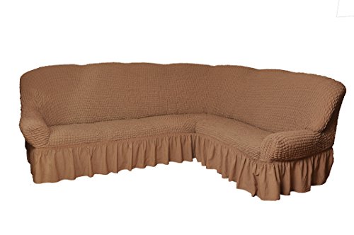 Bezug für Ecksofa 2er + 3er Eckcouch Sofabezug Husse in 7 Farben "bone Variante B"