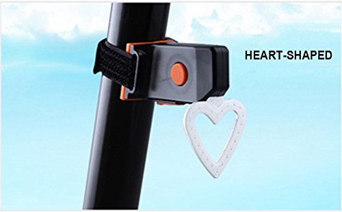 West Radfahren Fahrrad Rear USB wiederaufladbar Fahrrad Schwanz Licht, Ultra Bright Wasserdicht Zubehör Passt auf Fahrräder Kinder Fahrräder Dekoration, Herren Kinder damen, Heart Shape - 4