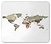 Produktbild World Map Mouse Pad, Russia Brasil Canada China USA Typography Design World Map Lettering Countries, Standard Size Rectangle Non-Slip Rubber Mousepad, Multicolor