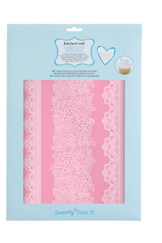 Kitchen Craft Sweetly Does It Mustermatte zum Verzieren von Torten, 40 x 27 cm, aus Silikon, Motiv Spitzenbordüre, Pink - 4