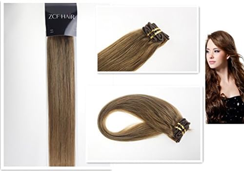 Charming 15'' 18'' 20'' 22'' 100% Real Human Hair 7Pcs Clip In Human Hair Extensions Straight Hair 24 Colors Beauty Design Salon (18inch 70g, 12 light brown)