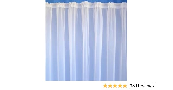 Dunelm Plain White Net Curtain With Lead Weighted Hem Sold By The
