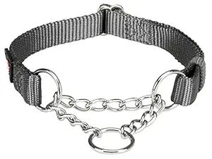 Trixie: - Premium Stop-The-Pull Collar | Adjustable Nylon Collar for Dogs | Made with Strong Metal Chain to Easily Slip Around Dog's Neck ? (30-40 cm/15 mm, S-M), Graphite