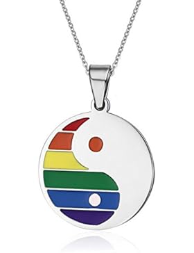Gudeke Edelstahl-Regenbogen Yin Yang acht Trigramme hängende Halskette für Homosexuell & Lesbische stolz lesbian...