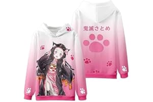 zhedu Kamado Nezuko Sweat à Capuche Anime Impression 3D Streetwear Mignon Garçons Filles Harajuku Col Rond Pulls Amples Sweats