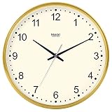 Wanduhr stille Bewegung Wanduhr Home Office Dekor für Wohnzimmer Schlafzimmer und Küche Uhr Wand still in der Tabelle Quarzuhr Runde Kalender Uhren 14 in Gold 750