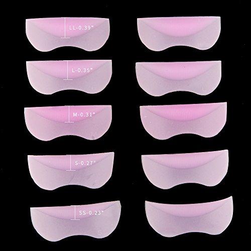 Beauty7 – 5 Paar Silikon Wimper Lockenwickler Wimpernwelle Schild Pads Werkzeug Eyelash perm patches Eyelash Perming Silicone Eye Shield Pads & permanent patches Größe: SS,S,M,L,LL/ Farbe： Rosa/ Hellrosa - 4