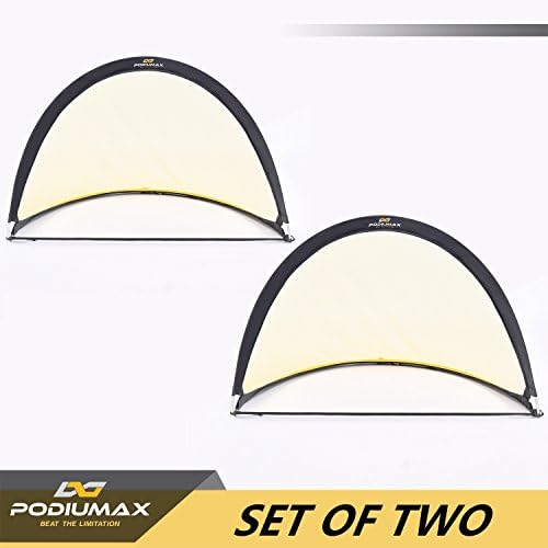 PodiuMax 4ft Pop Up Football Goal for Kids and Teens, Set of 2 with Carrying Bag (121*81*81cm)
