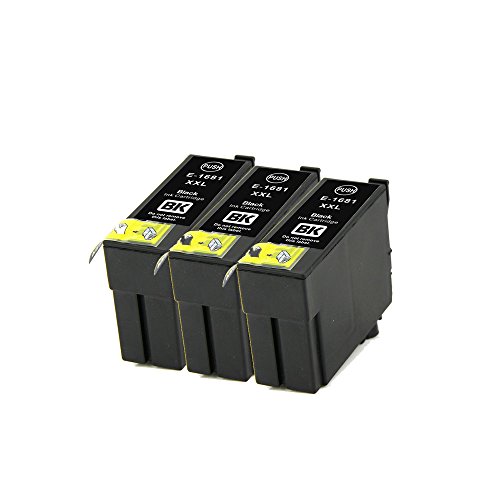 LCL(TM) 16XXL T1681 Lot de 3 Noir Cartouches d'encre Compatible pour Epson WorkForce WF-2660DWF