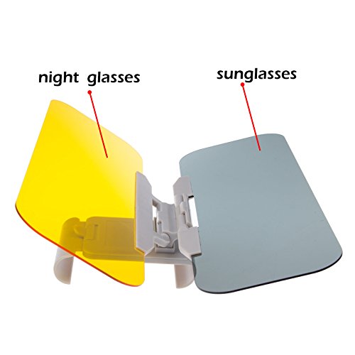 LemonBest® Universal Car Anti Glare Headlight Sun Visor Shade 2 in 1 Auto Glasses Driver Night Vision Goggles for Day & Night Driving