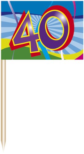 50 Deko-Picker Fähnchen ZAHL 40 Geburtstags Party