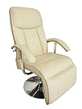 Farbe:creme weiß vidaXL Massagesessel Creme Fernsehsessel Relaxsessel Massage Heizung TV Sessel