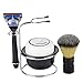 Produktbild Manuelle Rasierer Rasierset Mit Schüssel Pinsel Edelstahl Stand Rasur Seife Compitable Gillette Fusion 5 Perfektes Geschenk Für Männer (Keine Klinge Refills)