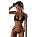 Produktbild Beachwear Damen, Sunday Frauen Bikini Set Bademode Push-Up Gepolsterter Fester BH Badeanzug Beachwear Solide Farbe Reizvolles Bikinis (M, Schwarz)