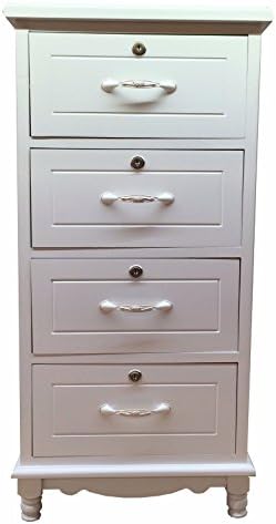 Empire Home Solutions WHITE WOODEN LOCKABLE DRAWER CHEST STORAGE UNIT BEDSIDE STORAGE CABINET UNIT TABLE (4 Drawers)