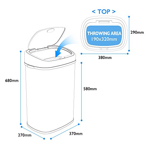 1home Infrarot Küchenabfälle Mülleimer Abfalleimer Automatisch Abfallsammler Kücheneimer Automatik Abfallbehälter Sensor Abfall Papierkorb mit Hand Bewegungssensor Aus hochglanzpoliertem Edelstahl Sliver 58 Liter - 7