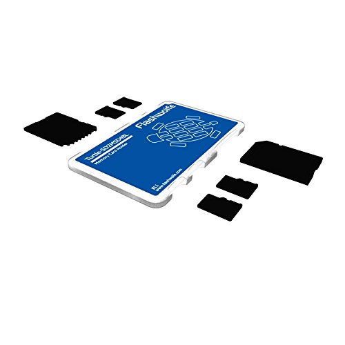 Flashwoife Turtle-SD2MSD4BL Speicherkartenetui für 2x SD und 4 x MicroSD Speicherkarten Aufbewahrungsbox im Kreditkarten-Format – transparent und blau - 2