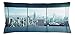 Produktbild New York Throw Pillow Cushion Cover, Aerial View of A Big Crowded Modern City from The Office New York Buildings Urban, Decorative Square Accent Pillow Case, 18 X 18 inches, Sky Blue