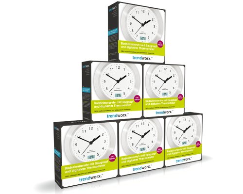 Trendworx 4044 Badezimmeruhr mit Saugnapf und digitalem Thermometer - 9