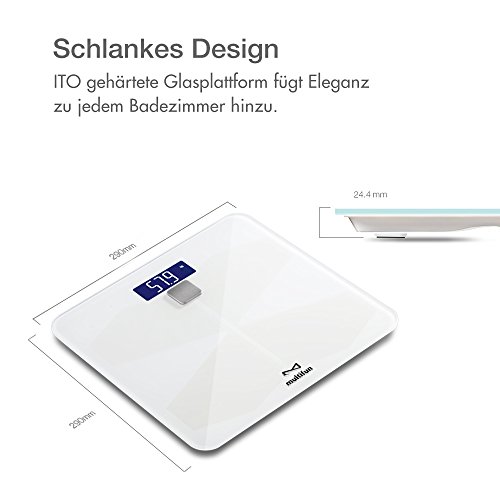 Smarte Digitale Körperfettwaage Gewichtswaage,multifun Personenwaage Körperwaage 5kg-150kg via Bluetooth Körperanalysegeräte inklusive Vermessung von Körpergewicht Körperfett Körperwasser Knochen und Muskemaße usw - 3