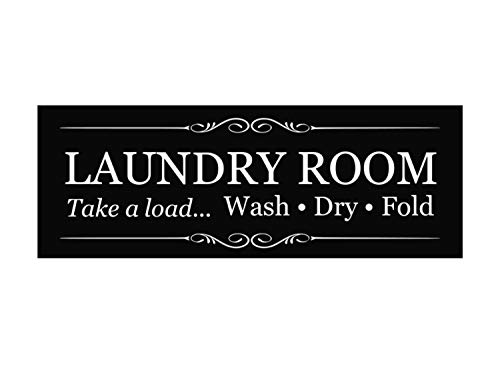 Origin Designed Plaque de Porte en Acrylique avec Bandes adhésives Motif buanderie Noir et Blanc 19,5 cm x 7 cm