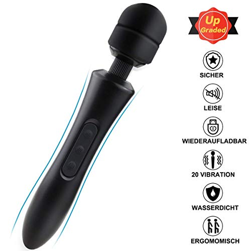 Wand Massage Baguette de Masseur Vibromasseur Vibrant PALOQUETH 8 X 20 Modes de Vibration Stimulateur pour Nuque Épaules Dos et le corps,USB Rechargeable