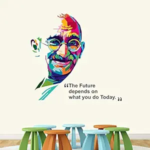 StickMe  Mahatma Gandhi - Father of Nation - BAPU - Office Motivational Inspirational Quotes Wall Sticker  (Multi Colour, Vinyl - 75cm X 65 cm )