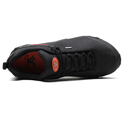 Herren Outdoor wasserabweisende Trekking Schuhe Wanderschuhe atmungsaktiv bequem 81283 Schwarz - 4