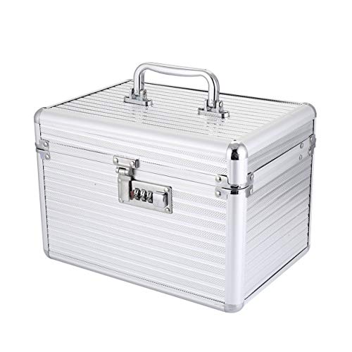 Preisvergleich Produktbild Tragbare Aluminiumlegierung Kosmetiktasche Große Kapazität Passwortsperre Kulturbeutel Eingebauter Spiegel Organizer Makeup Bag