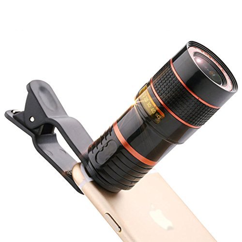 Kit di lenti per fotocamera smartphone, di Goodsmiley, zoom ottico universale 12x, lenti macro, lenti per messa a fuoco, teleobiettivo per fotocamera con pinza universale per iPhone 7, 7Â Plus, 6S, 6, 6Â Plus, 6S Plus, 5S, Samsung Galaxy S8, S8Â Plus, S7, S7E, S6