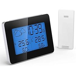 GlobaLink Thermomètre Hygromètre Numérique，Station Météo Thermomètre Interieur Exterieur Horloge de Météo avec Température Humidité Baromètre Alarme Horloge Météo