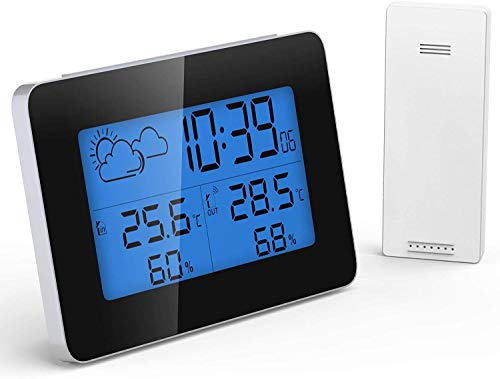 GlobaLink Thermomètre Hygromètre Numérique，Station Météo Thermomètre Interieur Exterieur Horloge de Météo avec Température Humidité Baromètre Alarme Horloge Météo